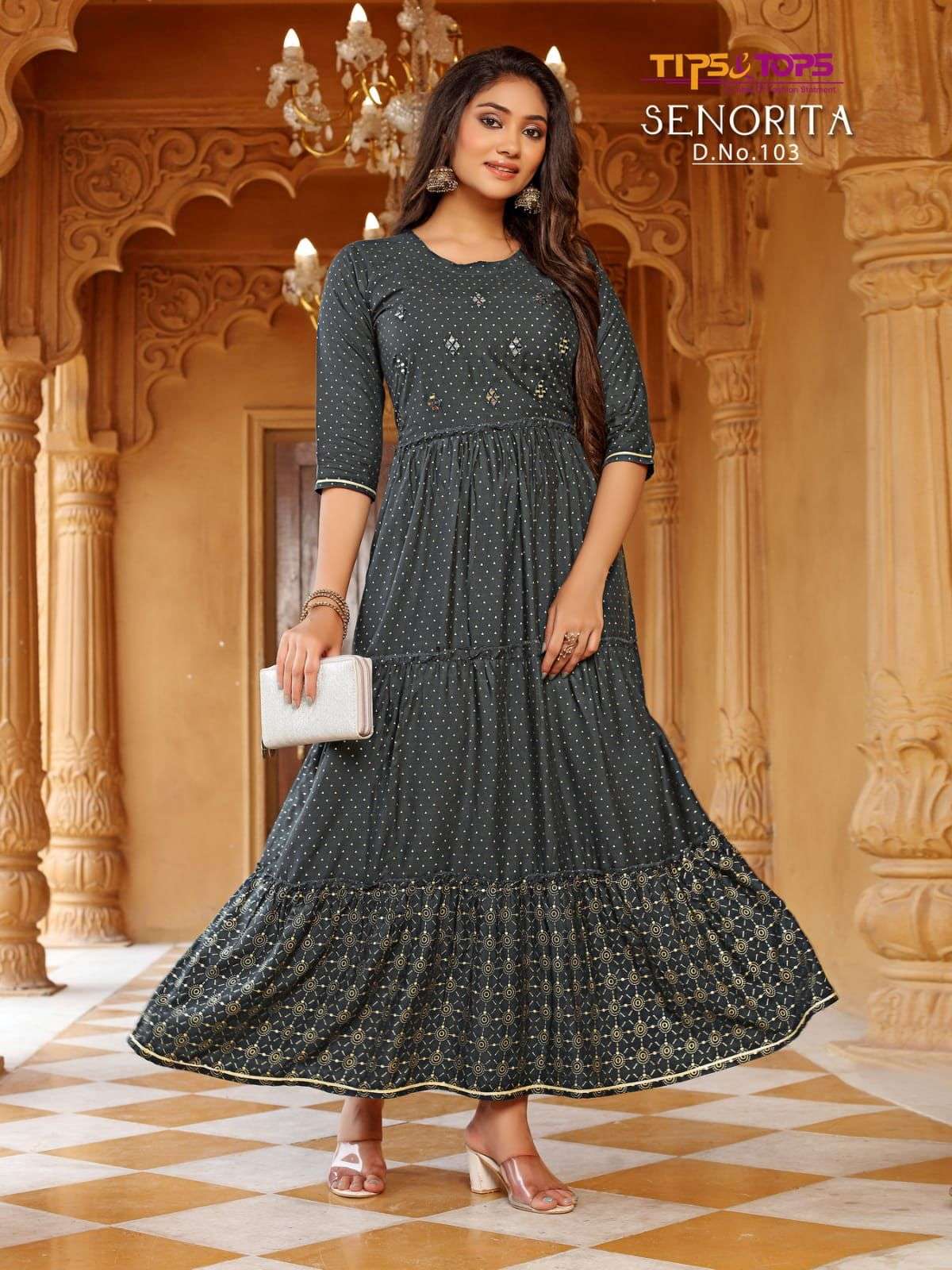 TIPS & TOPS SENORITA ANARKALI REYON PRINTED FLAIR GOWNS NEW CATALOGUE (4)